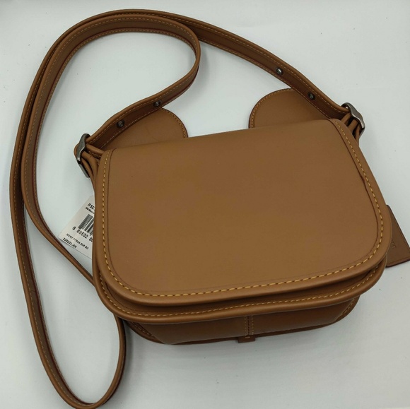 NEW! COACH x DISNEY Patricia Ears Saddle Bag Brown - Picture 1 of 8